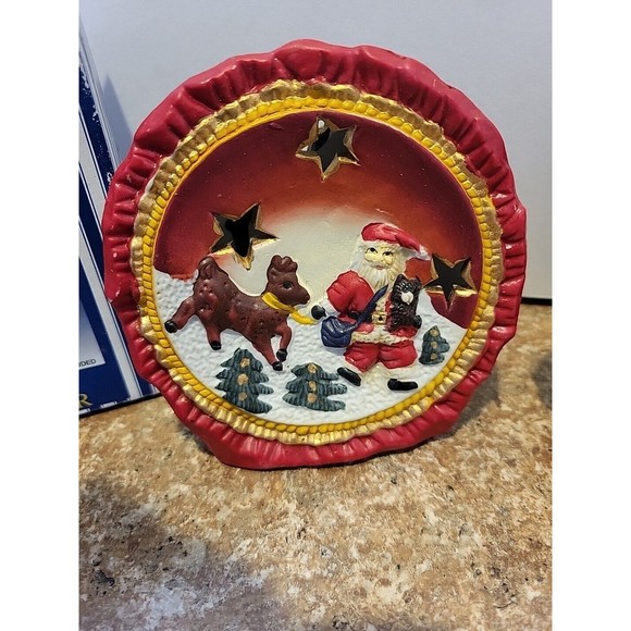 Vintage Set Of 2 Gift Collections Porcelain Candle holder Christmas Santa - Picture 2 of 8